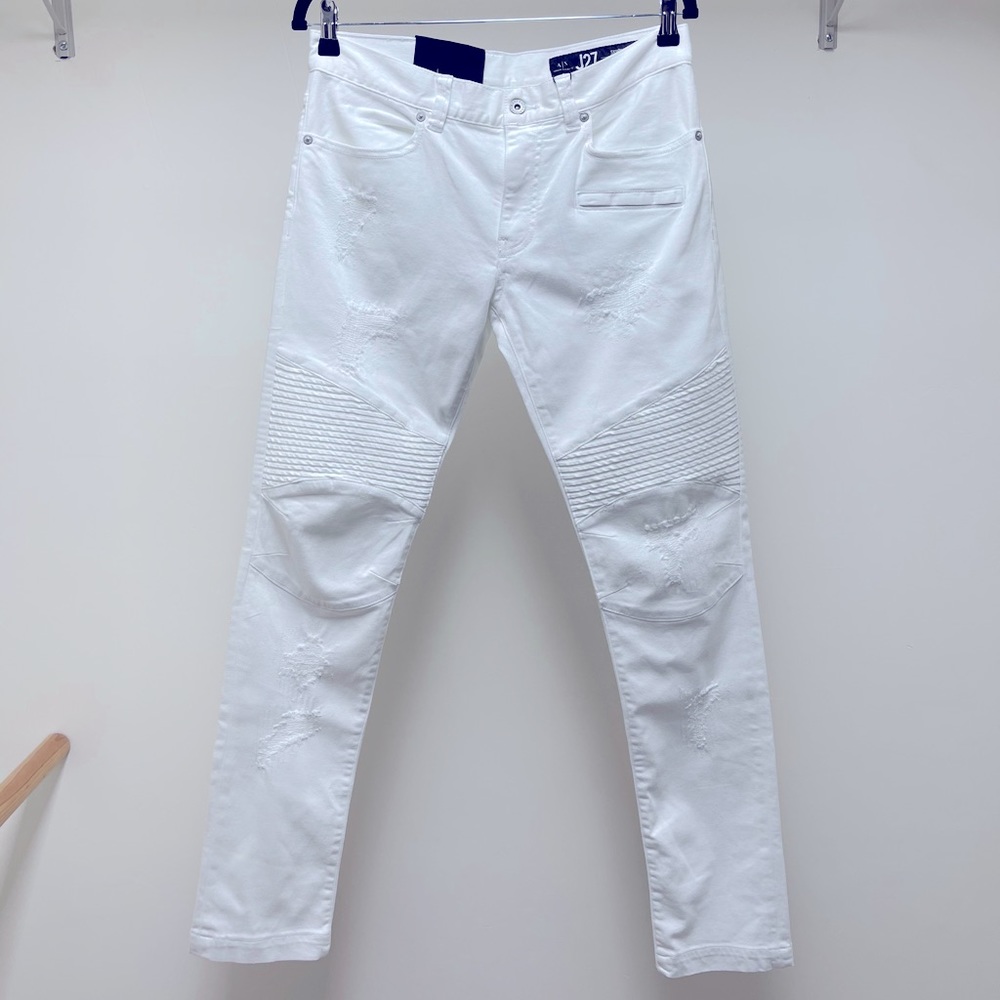 White Skinny biker jeans